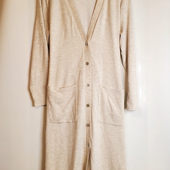 Soft Surroundings Sweaters - Soft Surroundings Women's Size M neutral button front, tie waist, maxi cardigan